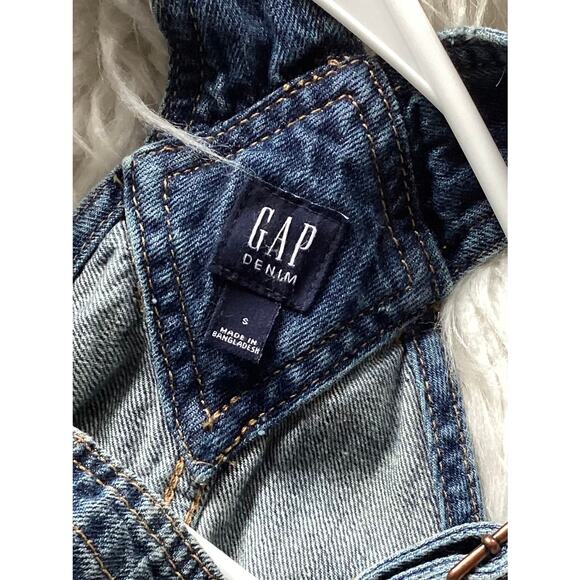 Gap Denim Overalls Girls Distressed Roll‎ Cuff Hem Bib Pockets Blue Size Small - Picture 8 of 11